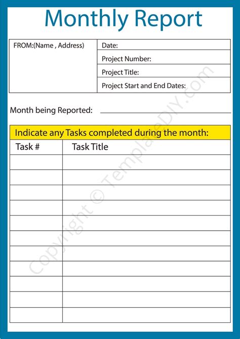 monthly report format in word.
